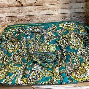 Vera Bradley DUFFEL Bag Travel Tote PEACOCK Weekend Overnight Bag 17" X 8" EC